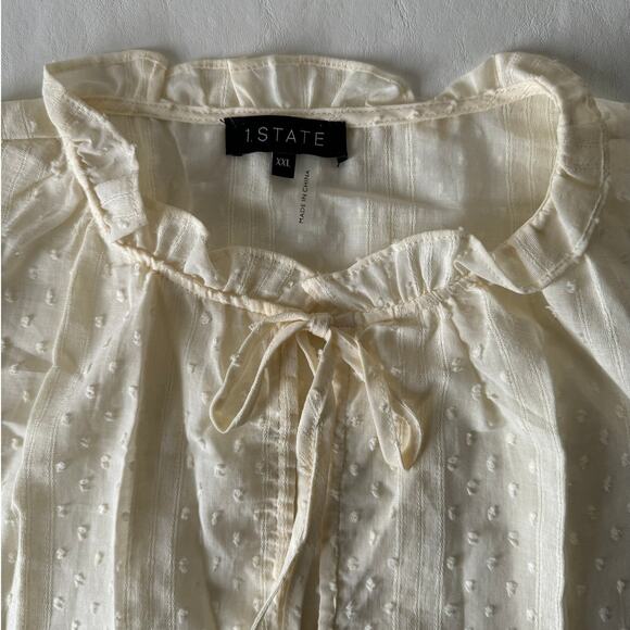 New 1.STATE Tie V-Neck Top in Toasted Ivory (Plus) Size XXL - Picture 6 of 9